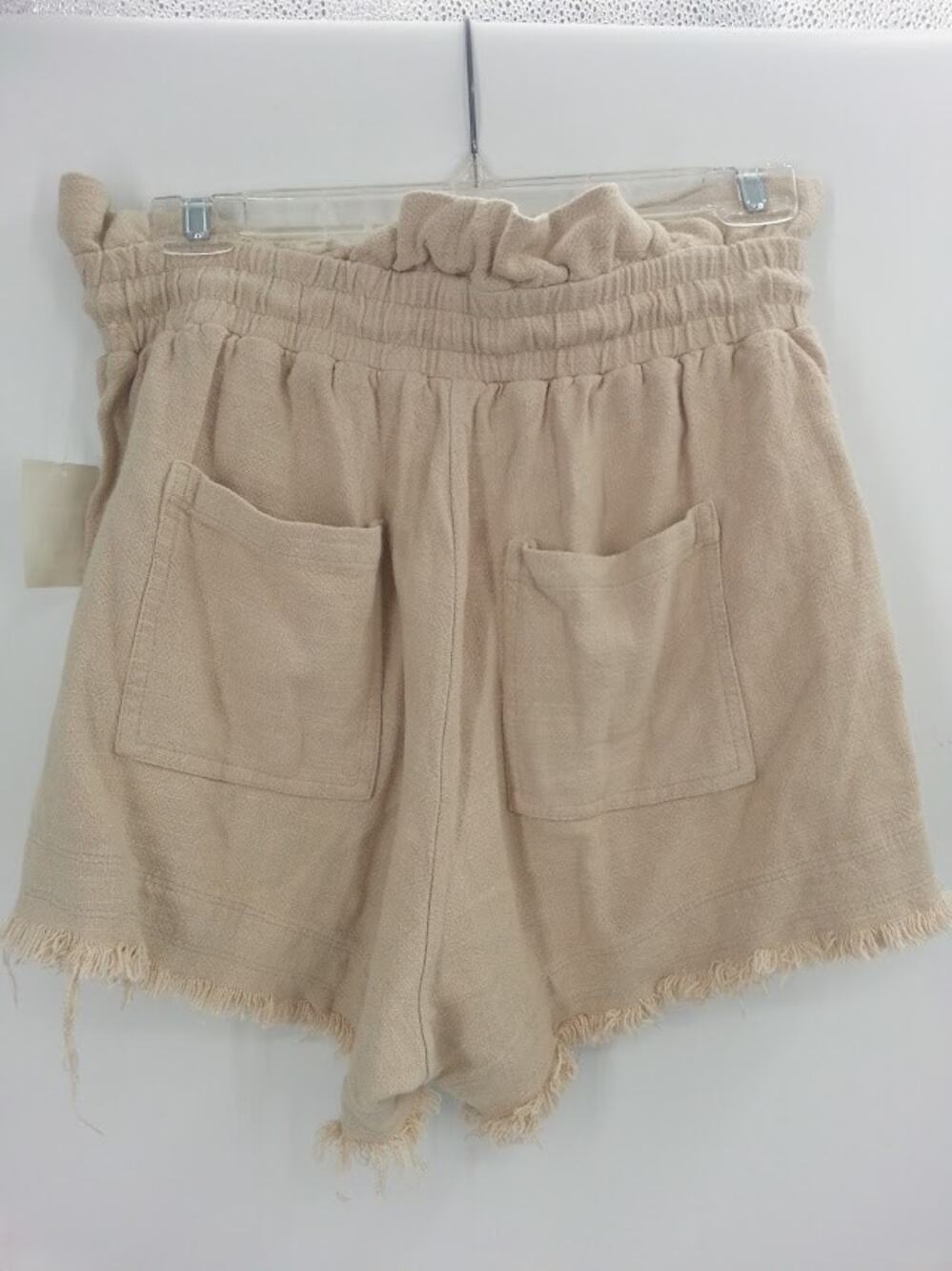 Blank NYC Womens NWT Cream Raw Hem Away From Here Linen Drawstring Shorts Small